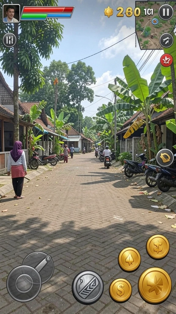 Momen aksi mendebarkan saat bertarung dengan musuh.