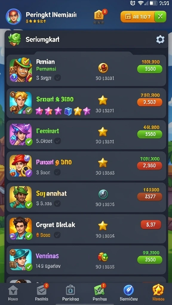 Ulasan leaderboard pemain yang menunjukkan prestasi.