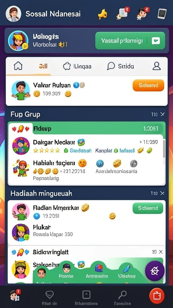Tampilan fitur komunitas untuk berinteraksi dengan pemain lain.