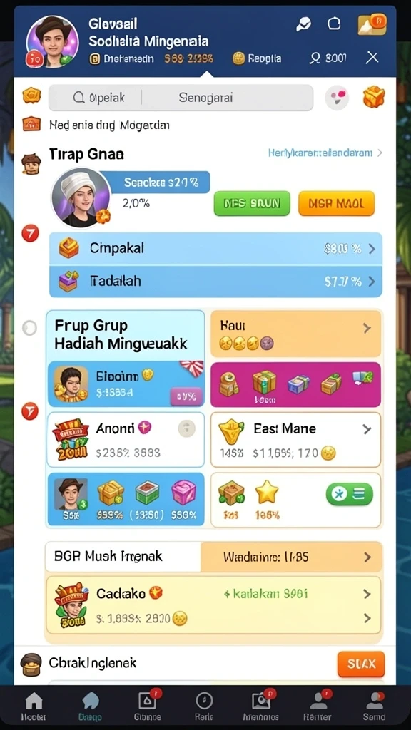 Karakter utama dengan berbagai item menarik yang bisa digunakan.